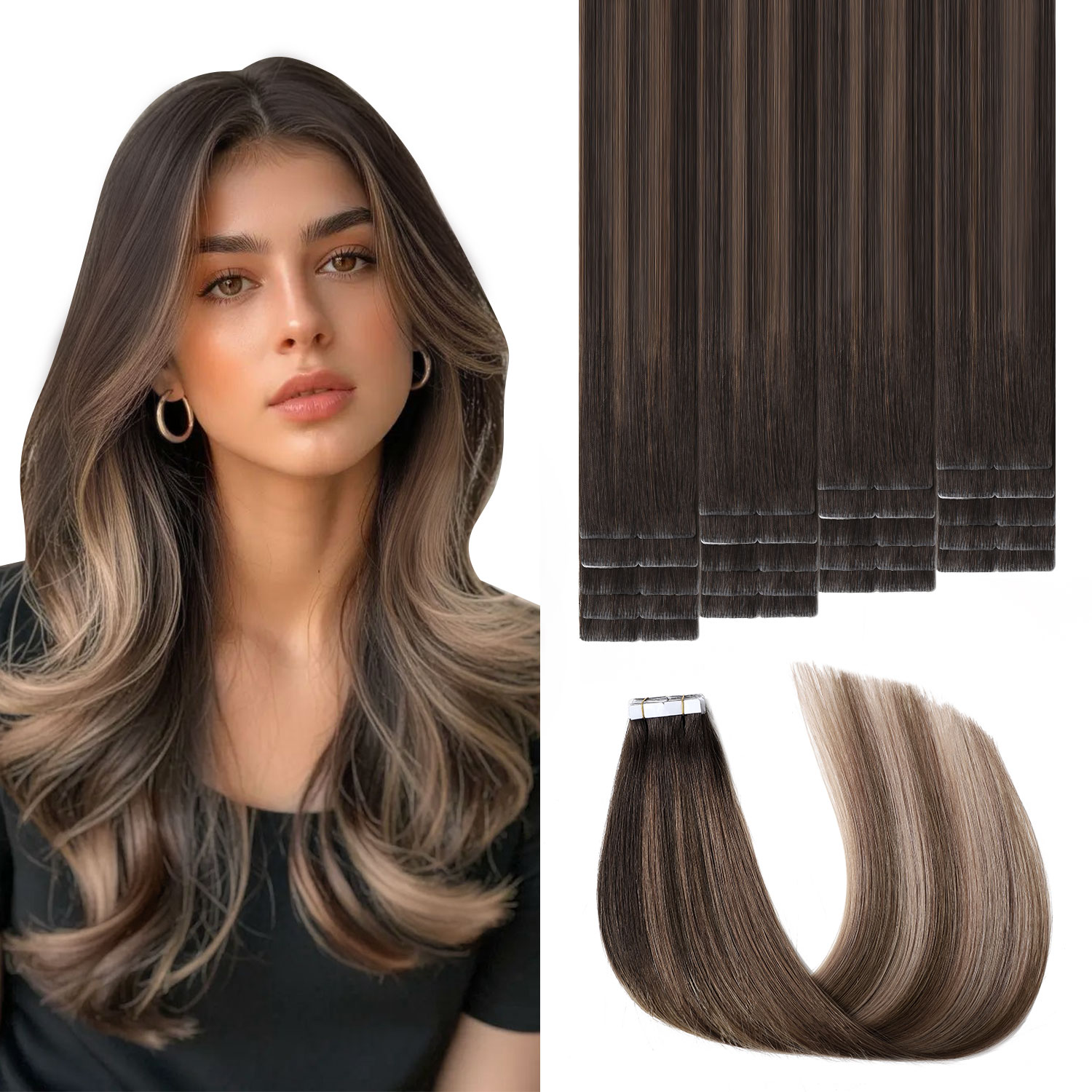 Невидимые накладные пряди для  – обзор и цена Invisible Tape In Extensions Real Hair
