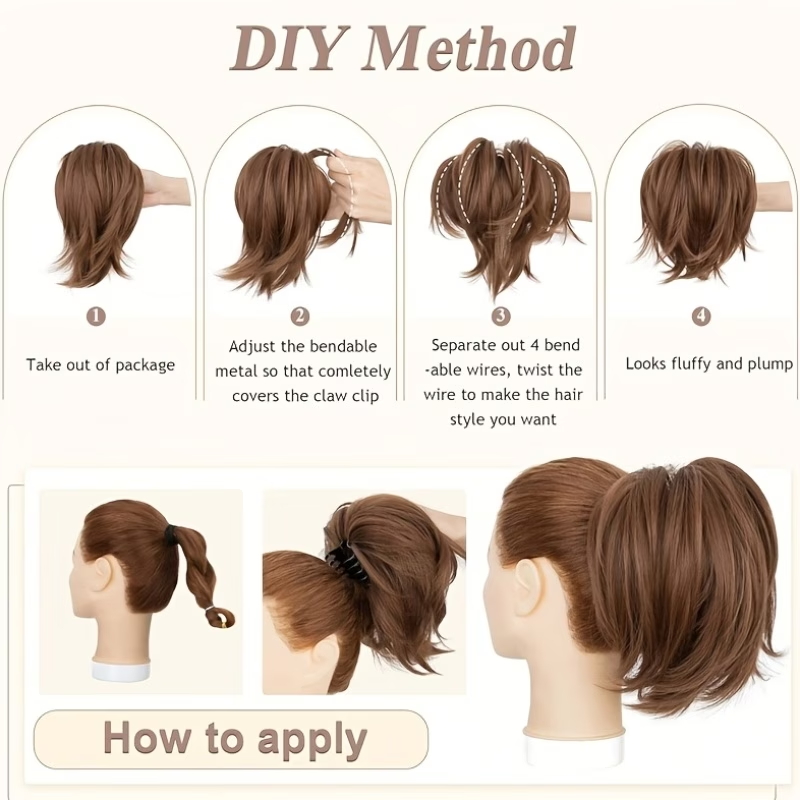 Синтетический хвост на заколке – обзор и цена Claw Clip Messy Bun Hair Piece