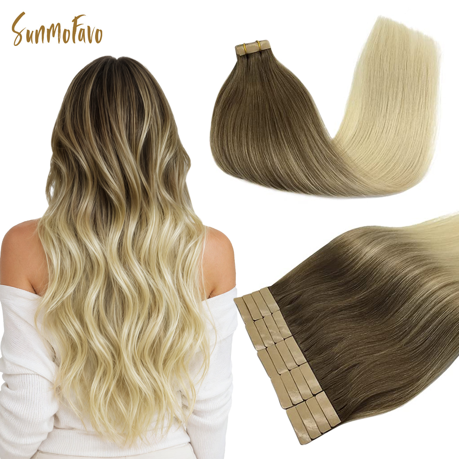 Невидимые накладные пряди Sunm – обзор и цена Invisible Tape In Extensions Real Hair